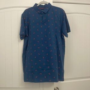 NWT Men’s Blue and Orange Pineapple Polo. Size Large